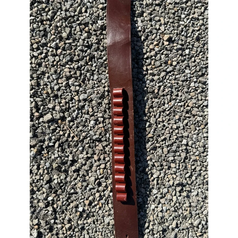 Vintage Leather Rifle Cartridge Belt Ammo Holder 22 /30 Cal Western Hunting 44in